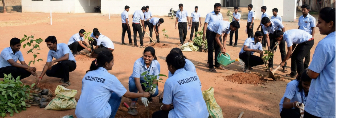 CSR volunteer programs for rural students - Planting trees at SPOCO